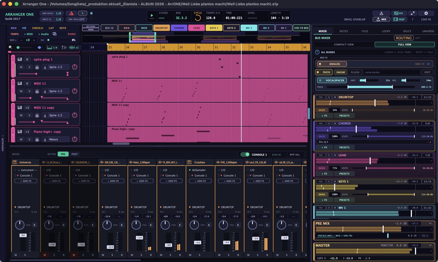 Arranger One — Mixer und Bus-Mixer
