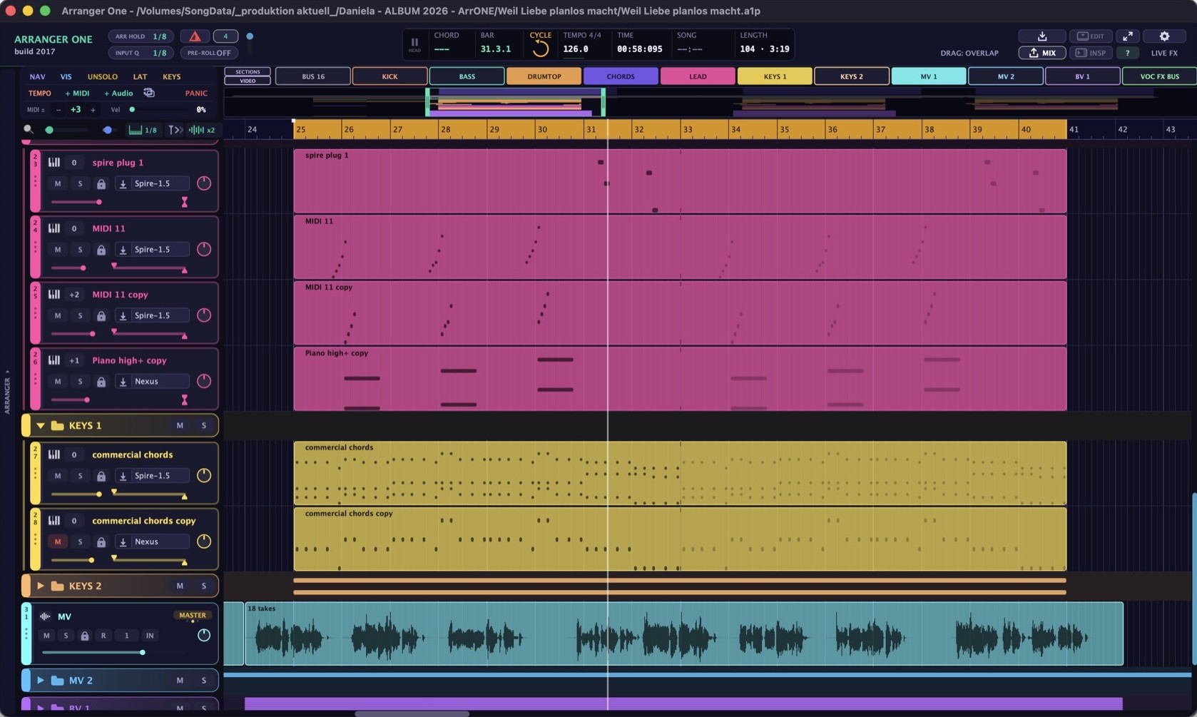 Arranger One — Track-Ansicht