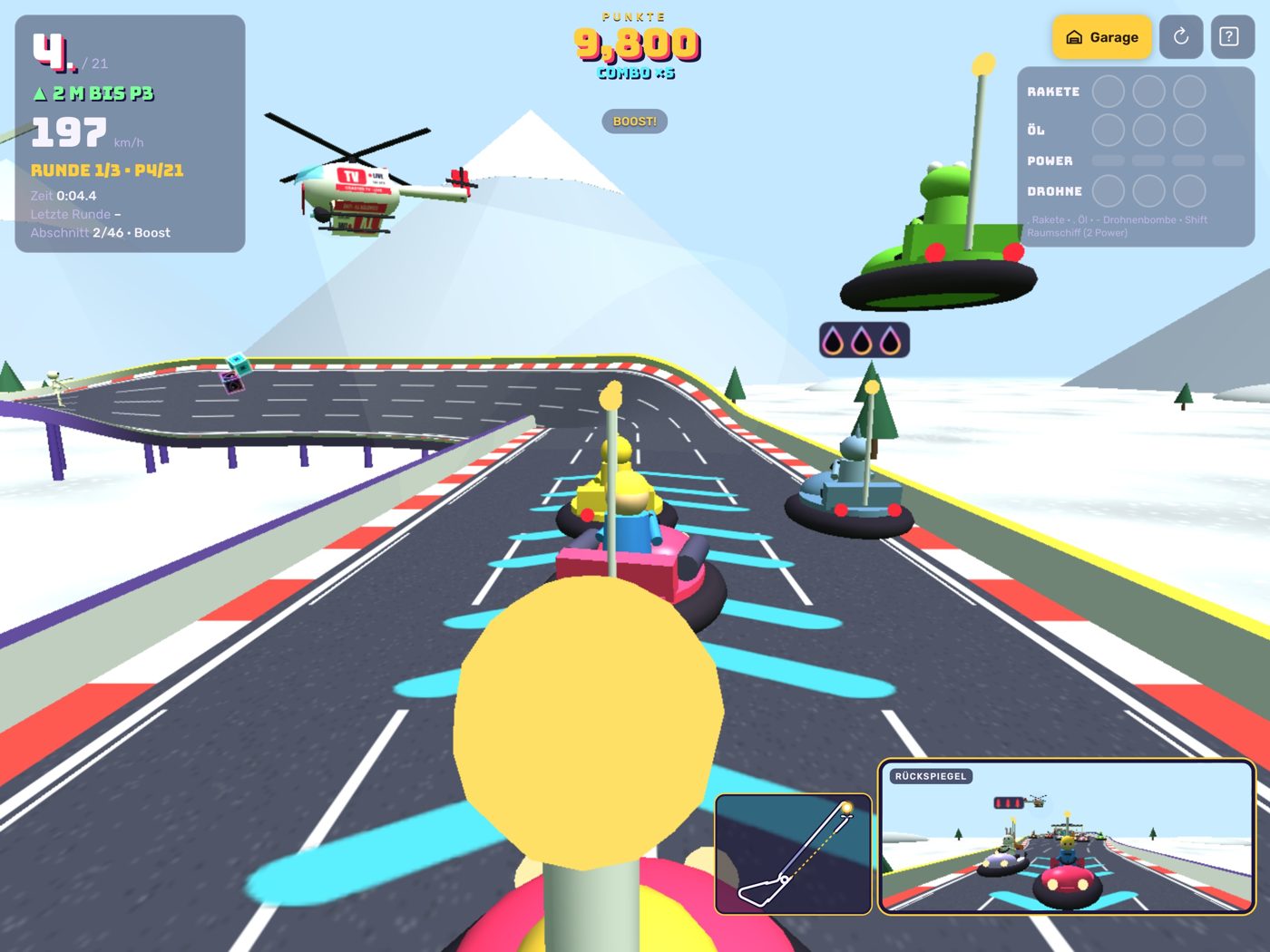 Bumper Coaster — Rennen mit Hubschrauber